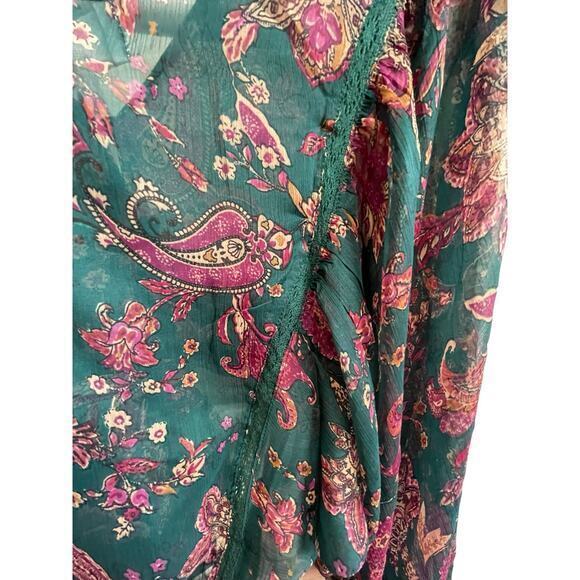 NWT Band of the Free Women XS Paisley Tie Front‎ Crop Top Boho Chic Western - Picture 10 of 12